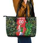 Personalized Melbourne Stars Cricket Leather Tote Bag Hippie Psychedelic Pattern Vibrant Mandala Art Style