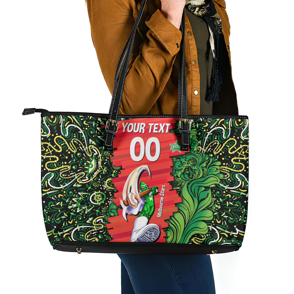 Personalized Melbourne Stars Cricket Leather Tote Bag Hippie Psychedelic Pattern Vibrant Mandala Art Style