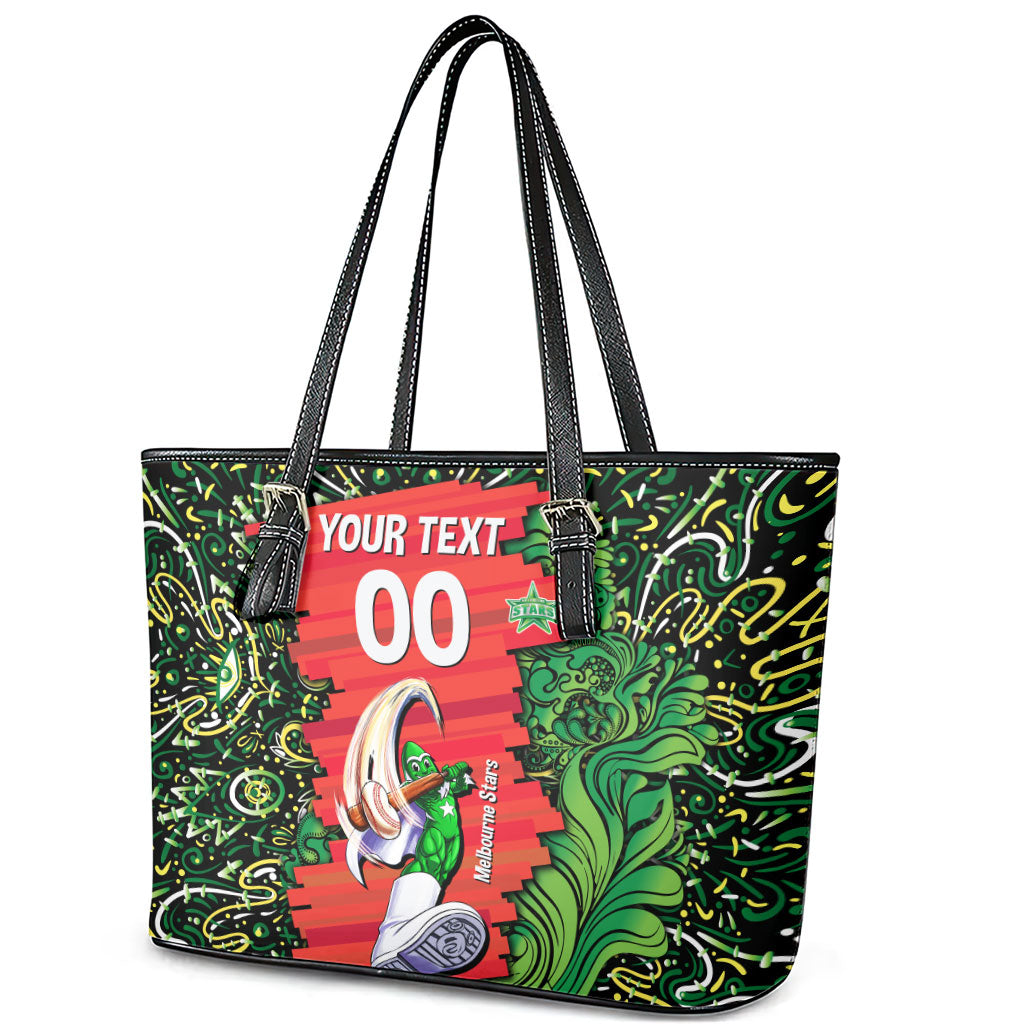 Personalized Melbourne Stars Cricket Leather Tote Bag Hippie Psychedelic Pattern Vibrant Mandala Art Style