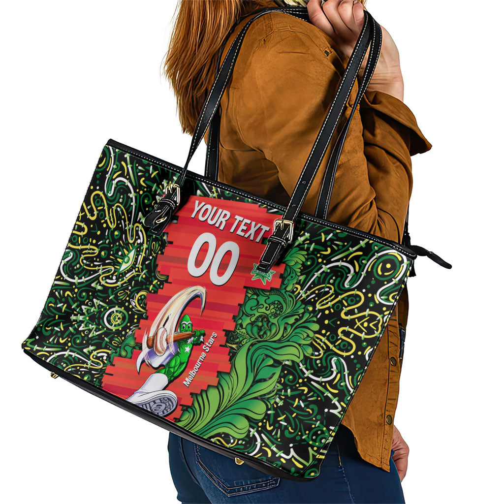 Personalized Melbourne Stars Cricket Leather Tote Bag Hippie Psychedelic Pattern Vibrant Mandala Art Style