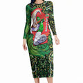 Personalized Melbourne Stars Cricket Long Sleeve Bodycon Dress Hippie Psychedelic Pattern Vibrant Mandala Art Style
