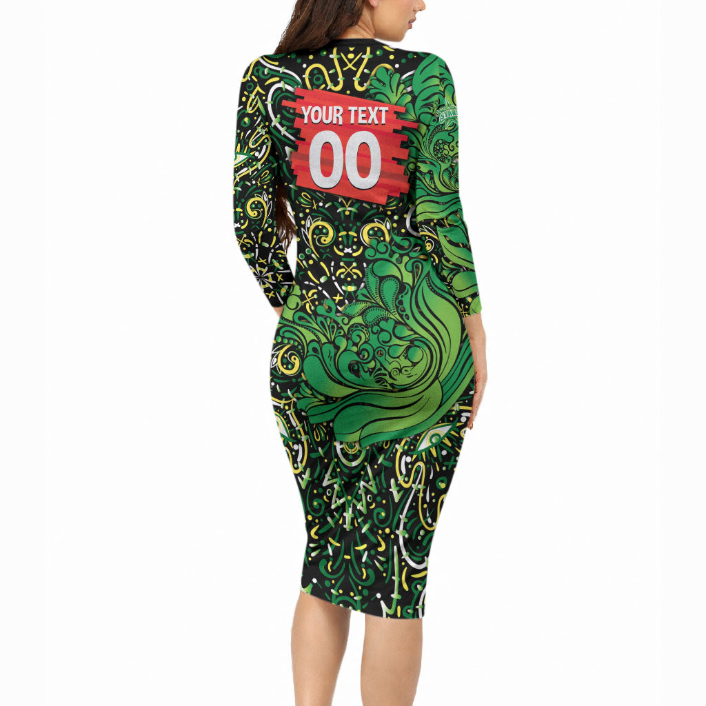 Personalized Melbourne Stars Cricket Long Sleeve Bodycon Dress Hippie Psychedelic Pattern Vibrant Mandala Art Style