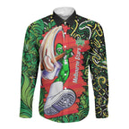 Personalized Melbourne Stars Cricket Long Sleeve Button Shirt Hippie Psychedelic Pattern Vibrant Mandala Art Style