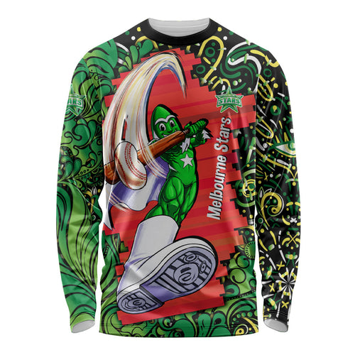 Personalized Melbourne Stars Cricket Long Sleeve Shirt Hippie Psychedelic Pattern Vibrant Mandala Art Style