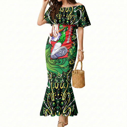 Personalized Melbourne Stars Cricket Mermaid Dress Hippie Psychedelic Pattern Vibrant Mandala Art Style