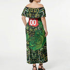 Personalized Melbourne Stars Cricket Off Shoulder Maxi Dress Hippie Psychedelic Pattern Vibrant Mandala Art Style