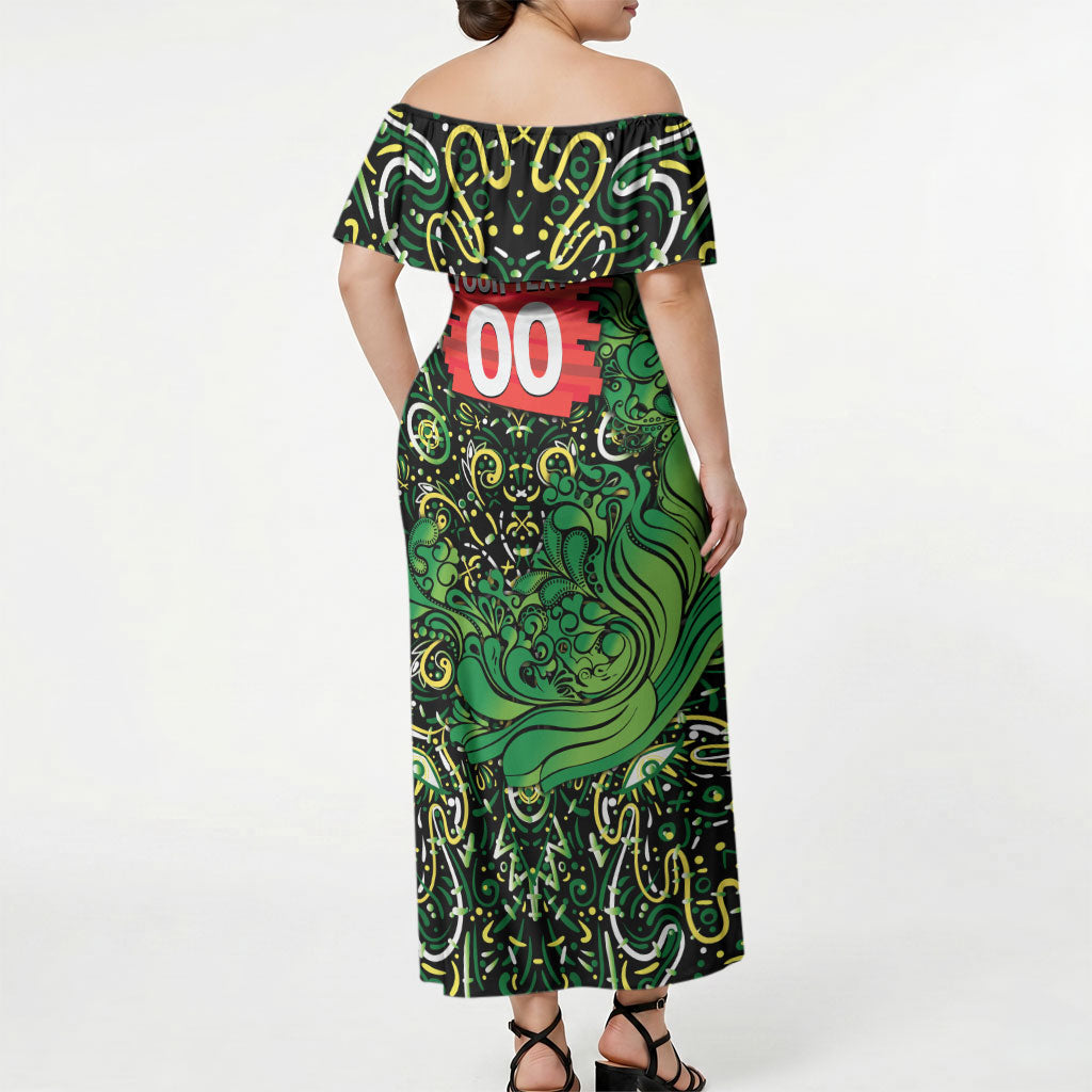 Personalized Melbourne Stars Cricket Off Shoulder Maxi Dress Hippie Psychedelic Pattern Vibrant Mandala Art Style
