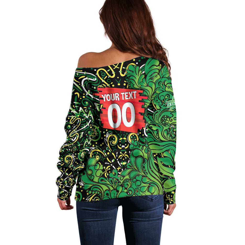 Personalized Melbourne Stars Cricket Off Shoulder Sweater Hippie Psychedelic Pattern Vibrant Mandala Art Style