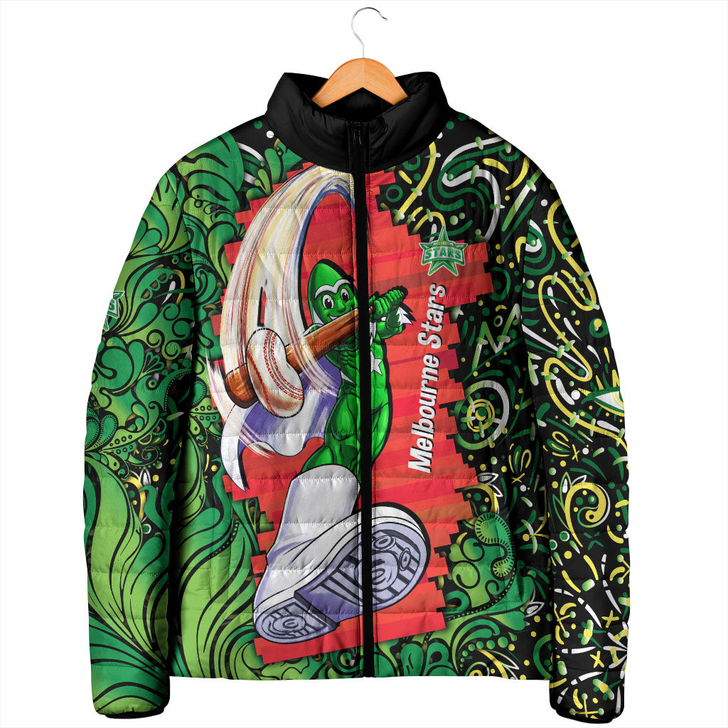 Personalized Melbourne Stars Cricket Padded Jacket Hippie Psychedelic Pattern Vibrant Mandala Art Style