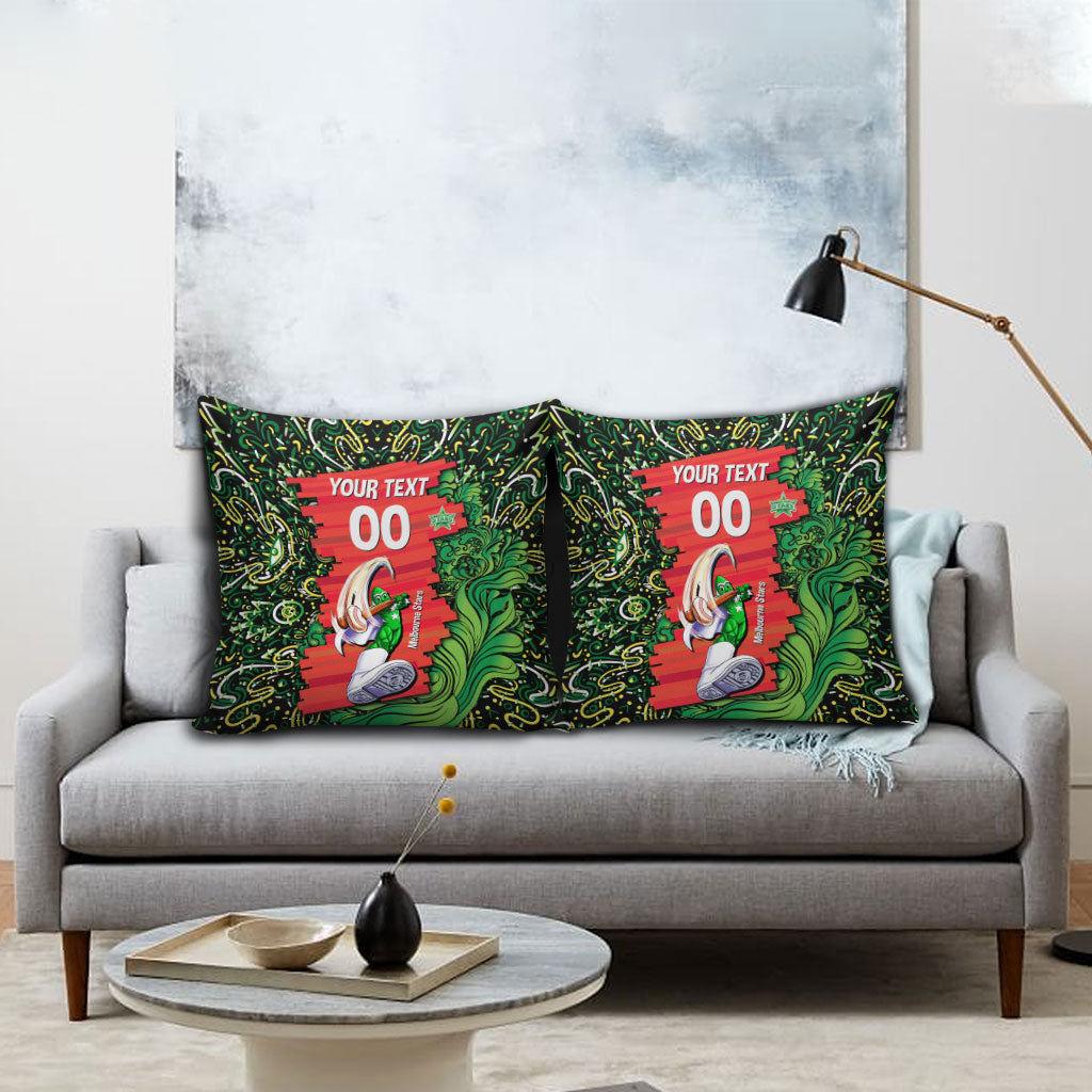 Personalized Melbourne Stars Cricket Pillow Cover Hippie Psychedelic Pattern Vibrant Mandala Art Style