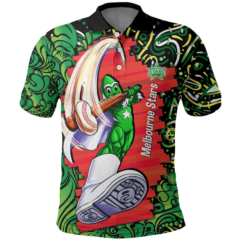 Personalized Melbourne Stars Cricket Polo Shirt Hippie Psychedelic Pattern Vibrant Mandala Art Style