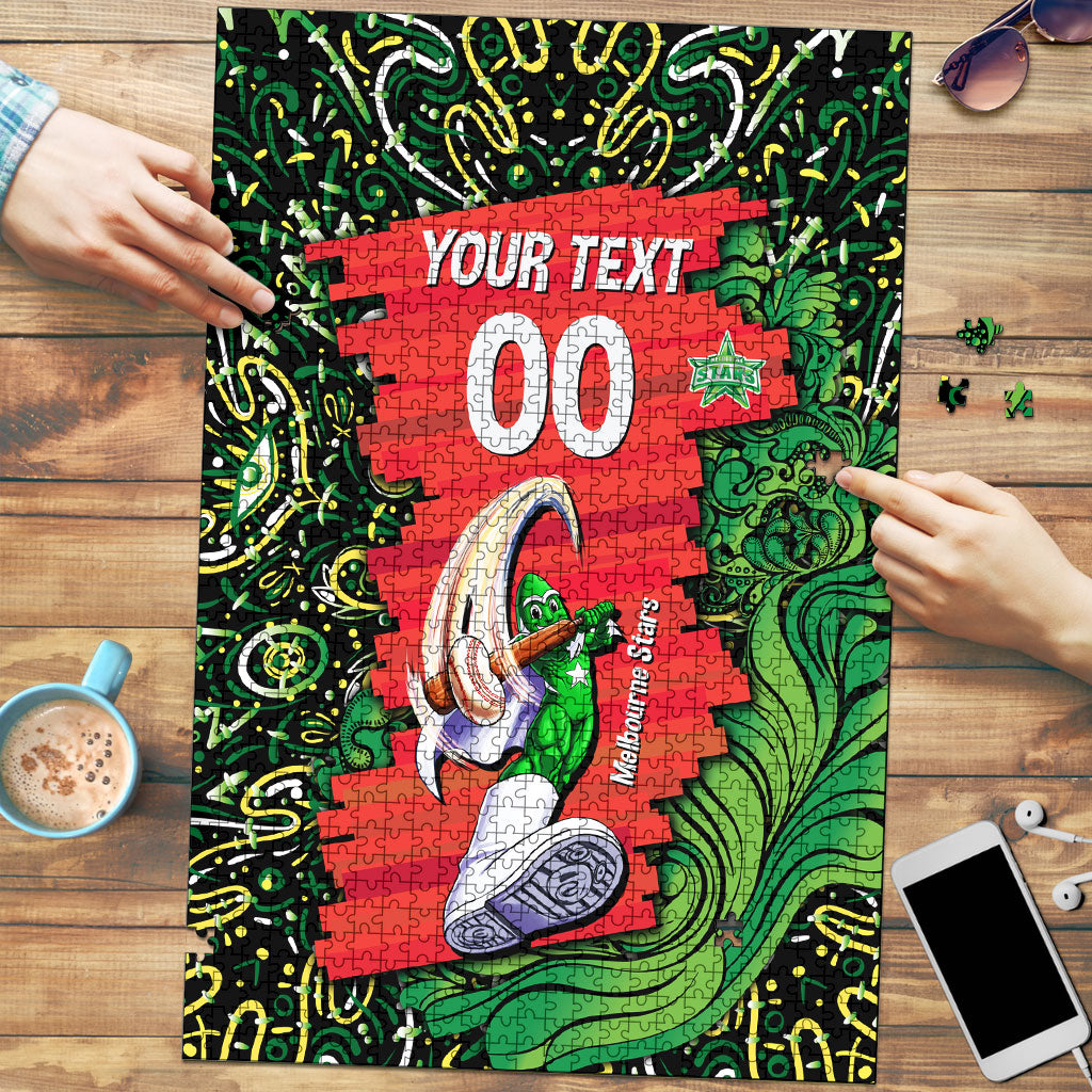 Personalized Melbourne Stars Cricket Puzzle Hippie Psychedelic Pattern Vibrant Mandala Art Style