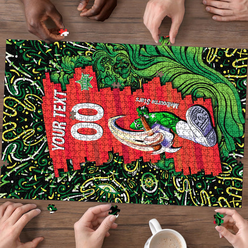 Personalized Melbourne Stars Cricket Puzzle Hippie Psychedelic Pattern Vibrant Mandala Art Style