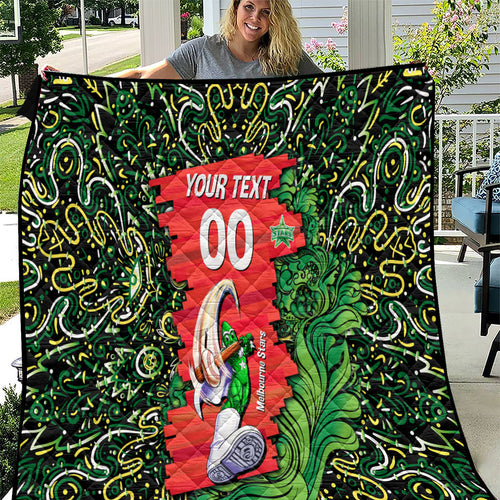 Personalized Melbourne Stars Cricket Quilt Hippie Psychedelic Pattern Vibrant Mandala Art Style