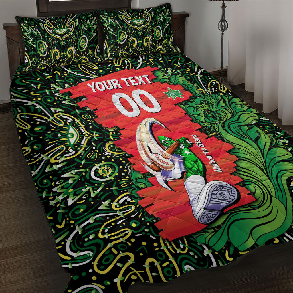 Personalized Melbourne Stars Cricket Quilt Bed Set Hippie Psychedelic Pattern Vibrant Mandala Art Style