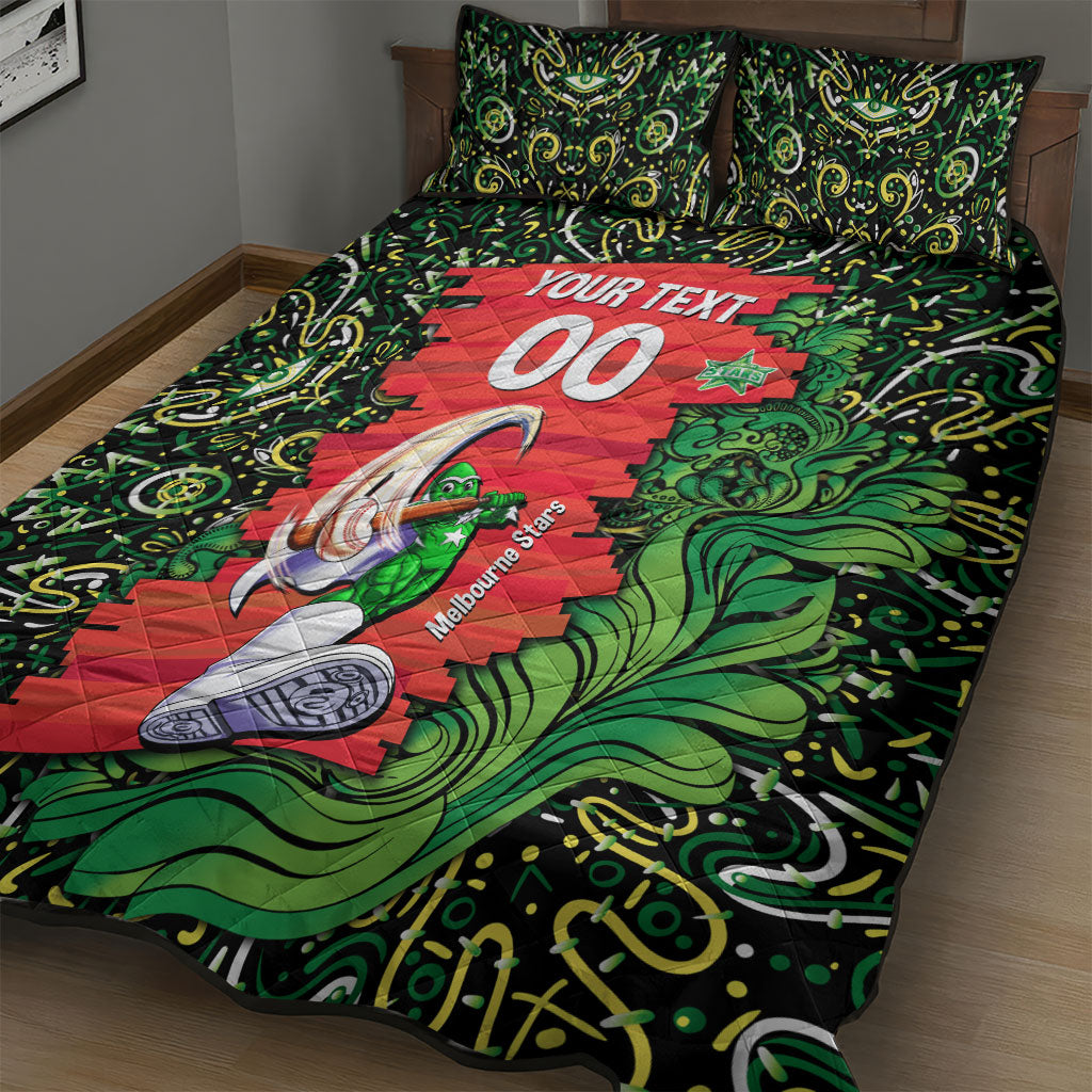 Personalized Melbourne Stars Cricket Quilt Bed Set Hippie Psychedelic Pattern Vibrant Mandala Art Style