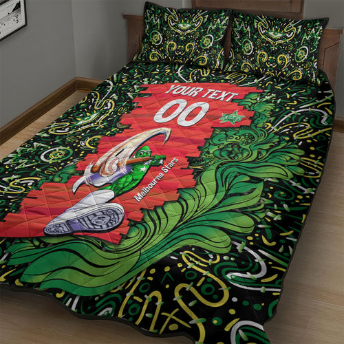 Personalized Melbourne Stars Cricket Quilt Bed Set Hippie Psychedelic Pattern Vibrant Mandala Art Style