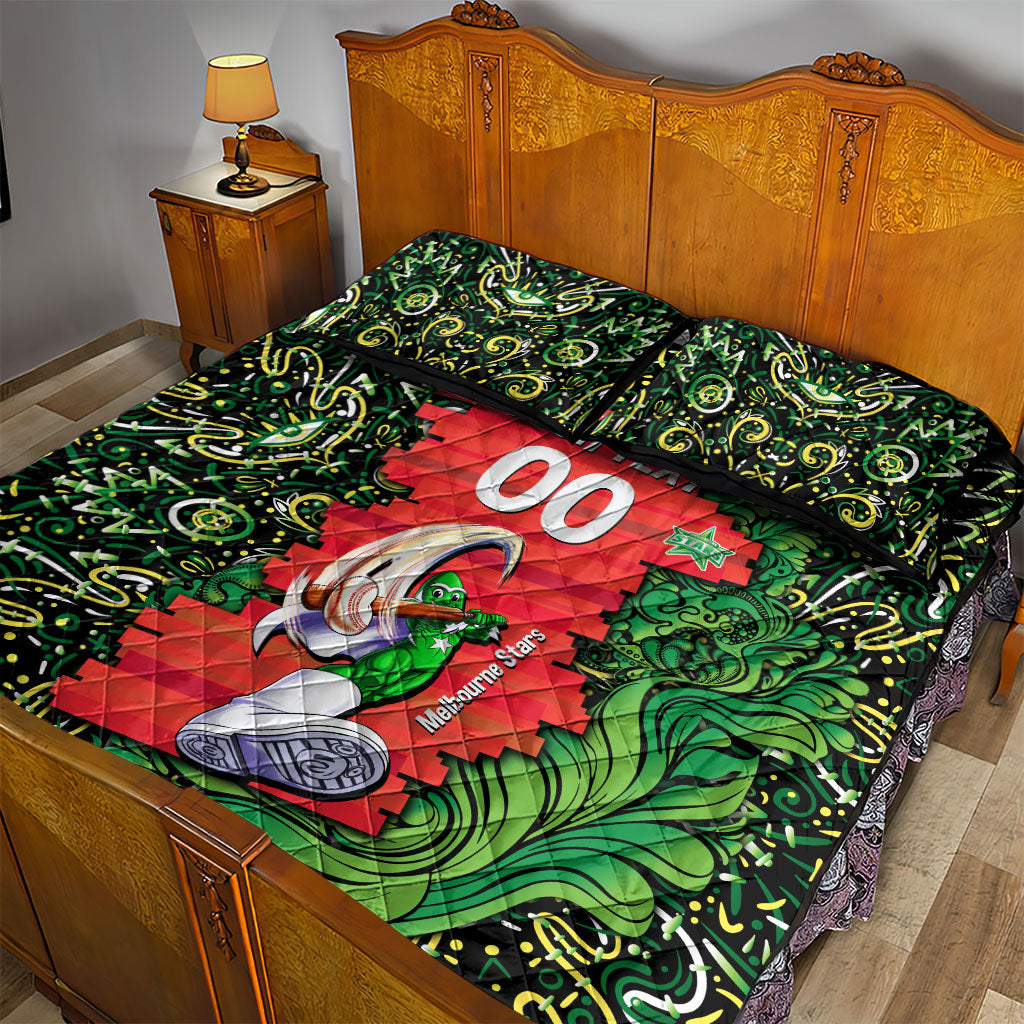 Personalized Melbourne Stars Cricket Quilt Bed Set Hippie Psychedelic Pattern Vibrant Mandala Art Style