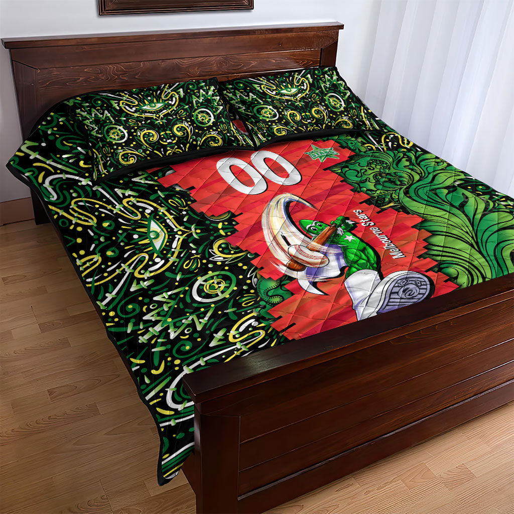 Personalized Melbourne Stars Cricket Quilt Bed Set Hippie Psychedelic Pattern Vibrant Mandala Art Style