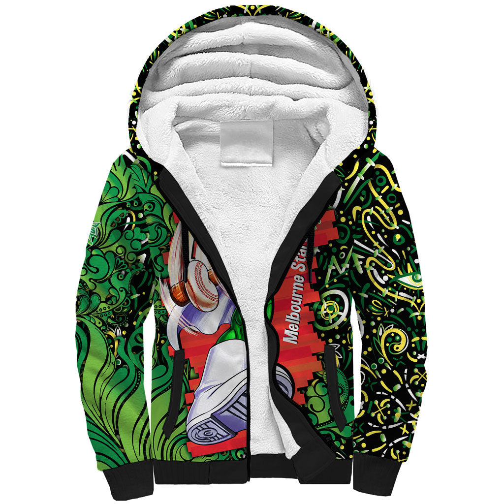 Personalized Melbourne Stars Cricket Sherpa Hoodie Hippie Psychedelic Pattern Vibrant Mandala Art Style