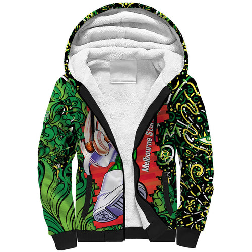 Personalized Melbourne Stars Cricket Sherpa Hoodie Hippie Psychedelic Pattern Vibrant Mandala Art Style