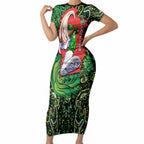 Personalized Melbourne Stars Cricket Short Sleeve Bodycon Dress Hippie Psychedelic Pattern Vibrant Mandala Art Style