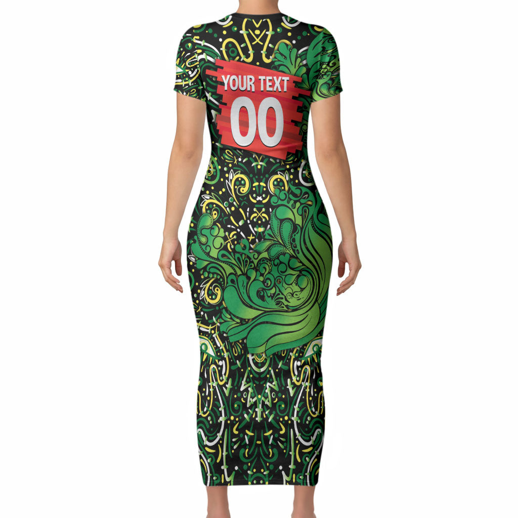 Personalized Melbourne Stars Cricket Short Sleeve Bodycon Dress Hippie Psychedelic Pattern Vibrant Mandala Art Style