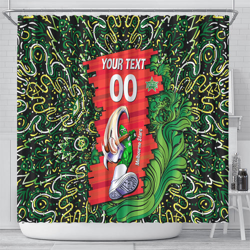 Personalized Melbourne Stars Cricket Shower Curtain Hippie Psychedelic Pattern Vibrant Mandala Art Style