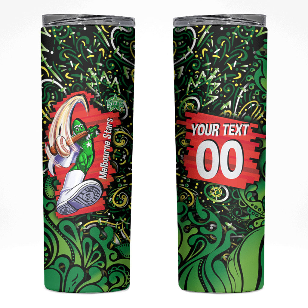 Personalized Melbourne Stars Cricket Skinny Tumbler Hippie Psychedelic Pattern Vibrant Mandala Art Style