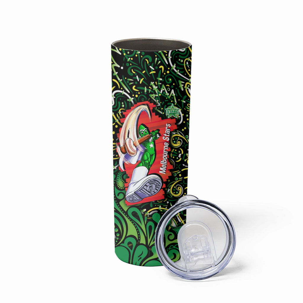 Personalized Melbourne Stars Cricket Skinny Tumbler Hippie Psychedelic Pattern Vibrant Mandala Art Style