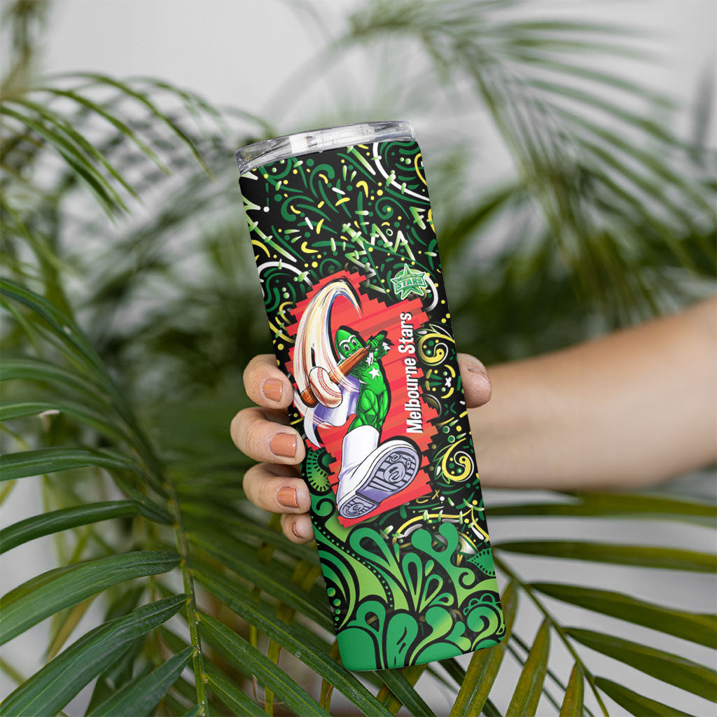 Personalized Melbourne Stars Cricket Skinny Tumbler Hippie Psychedelic Pattern Vibrant Mandala Art Style