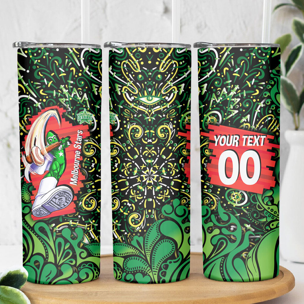 Personalized Melbourne Stars Cricket Skinny Tumbler Hippie Psychedelic Pattern Vibrant Mandala Art Style