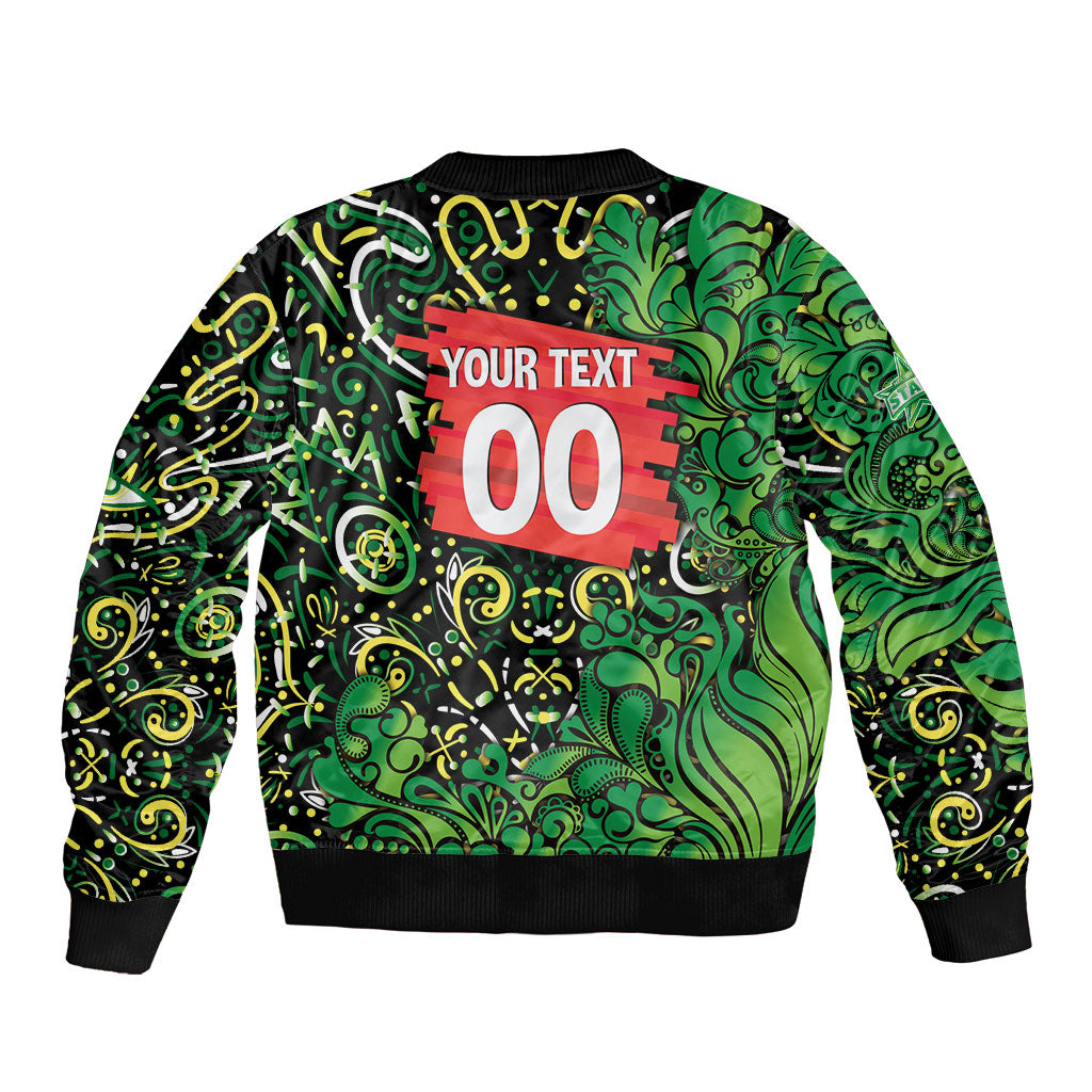 Personalized Melbourne Stars Cricket Sleeve Zip Bomber Jacket Hippie Psychedelic Pattern Vibrant Mandala Art Style