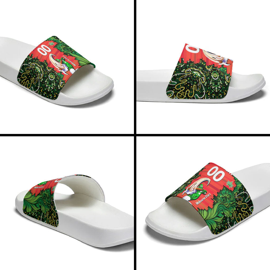 Personalized Melbourne Stars Cricket Slide Sandals Hippie Psychedelic Pattern Vibrant Mandala Art Style