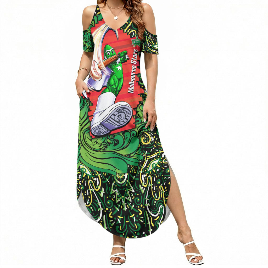 Personalized Melbourne Stars Cricket Summer Maxi Dress Hippie Psychedelic Pattern Vibrant Mandala Art Style