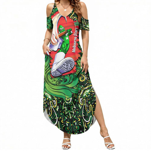 Personalized Melbourne Stars Cricket Summer Maxi Dress Hippie Psychedelic Pattern Vibrant Mandala Art Style