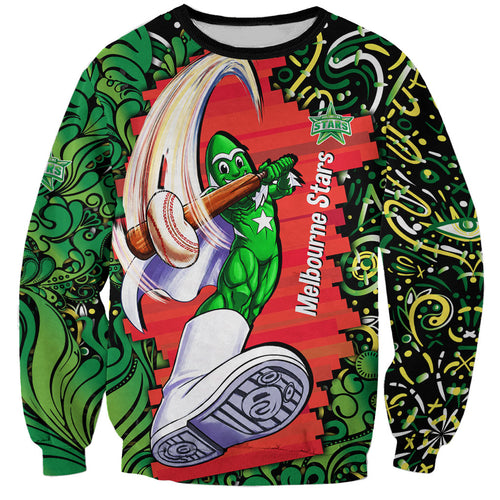 Personalized Melbourne Stars Cricket Sweatshirt Hippie Psychedelic Pattern Vibrant Mandala Art Style