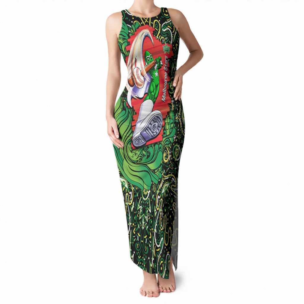 Personalized Melbourne Stars Cricket Tank Maxi Dress Hippie Psychedelic Pattern Vibrant Mandala Art Style
