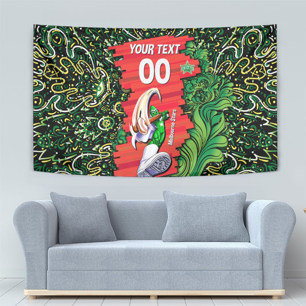 Personalized Melbourne Stars Cricket Tapestry Hippie Psychedelic Pattern Vibrant Mandala Art Style