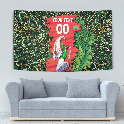 Personalized Melbourne Stars Cricket Tapestry Hippie Psychedelic Pattern Vibrant Mandala Art Style