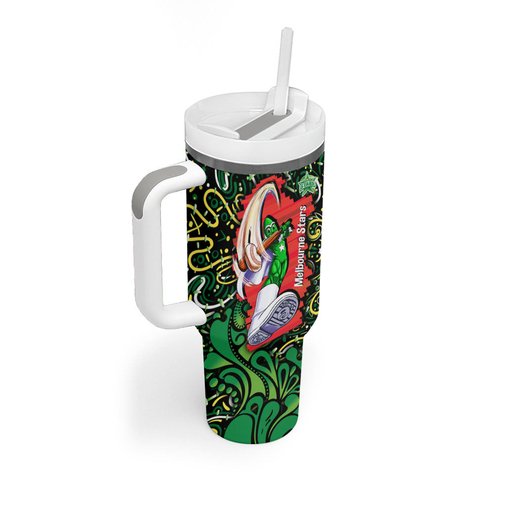 Personalized Melbourne Stars Cricket Tumbler With Handle Hippie Psychedelic Pattern Vibrant Mandala Art Style