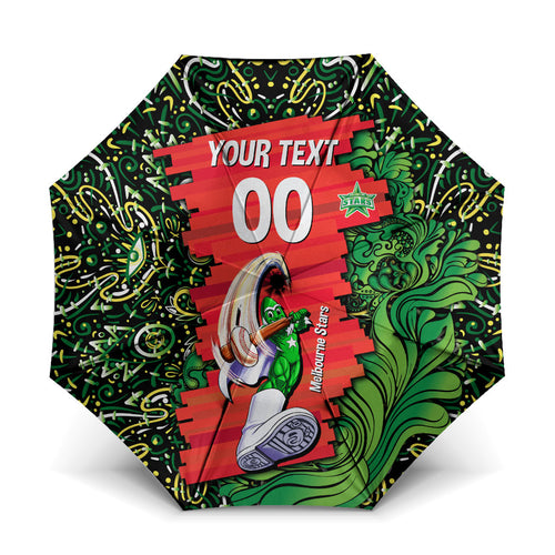 Personalized Melbourne Stars Cricket Umbrella Hippie Psychedelic Pattern Vibrant Mandala Art Style