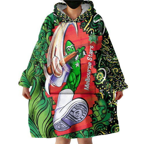Personalized Melbourne Stars Cricket Wearable Blanket Hoodie Hippie Psychedelic Pattern Vibrant Mandala Art Style