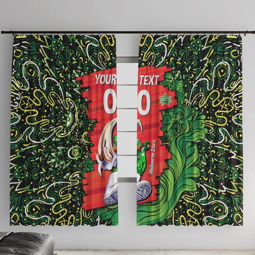 Personalized Melbourne Stars Cricket Window Curtain Hippie Psychedelic Pattern Vibrant Mandala Art Style
