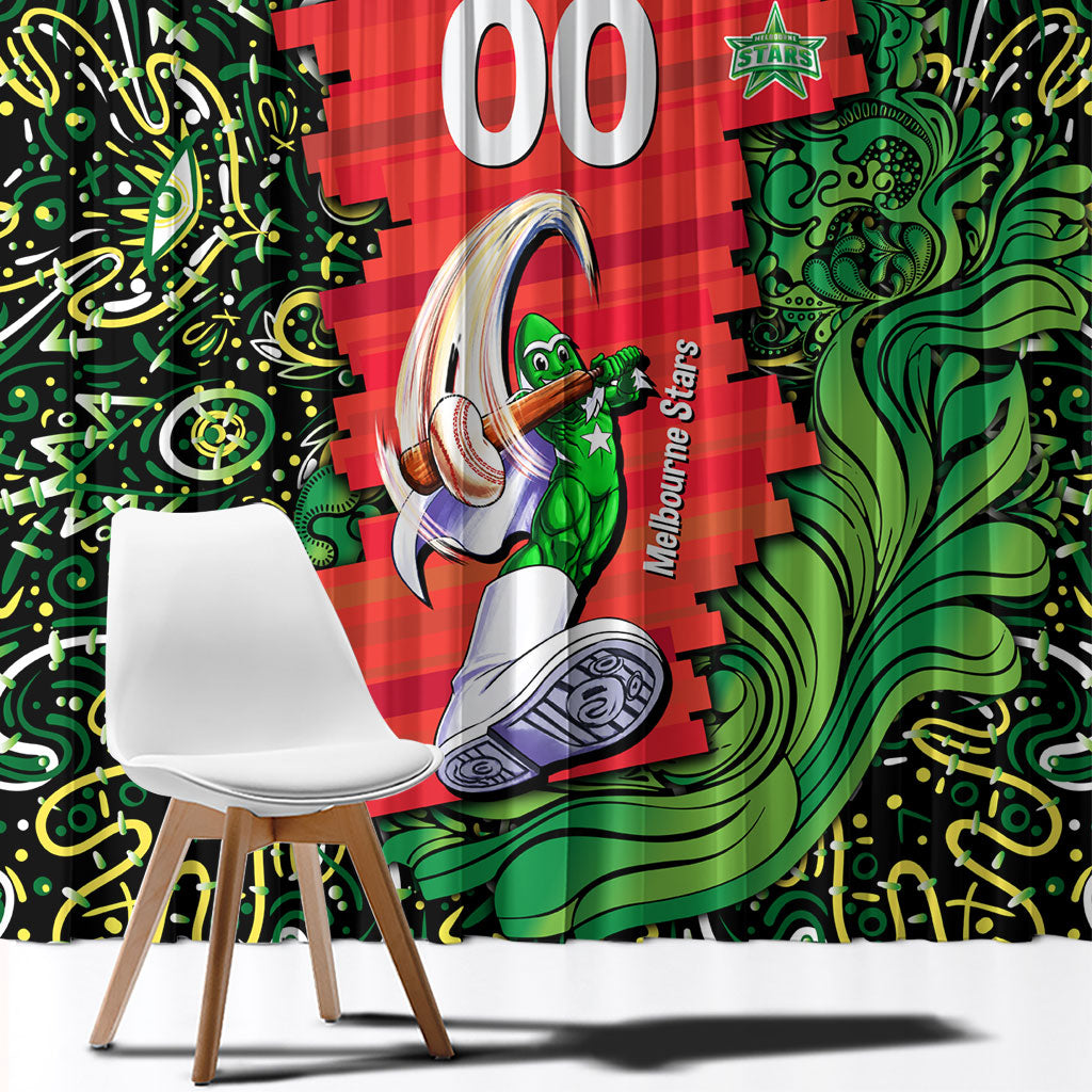 Personalized Melbourne Stars Cricket Window Curtain Hippie Psychedelic Pattern Vibrant Mandala Art Style