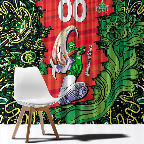 Personalized Melbourne Stars Cricket Window Curtain Hippie Psychedelic Pattern Vibrant Mandala Art Style