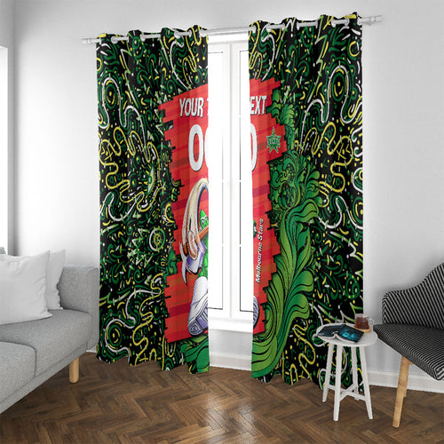 Personalized Melbourne Stars Cricket Window Curtain Hippie Psychedelic Pattern Vibrant Mandala Art Style