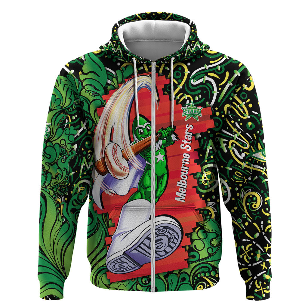 Personalized Melbourne Stars Cricket Zip Hoodie Hippie Psychedelic Pattern Vibrant Mandala Art Style