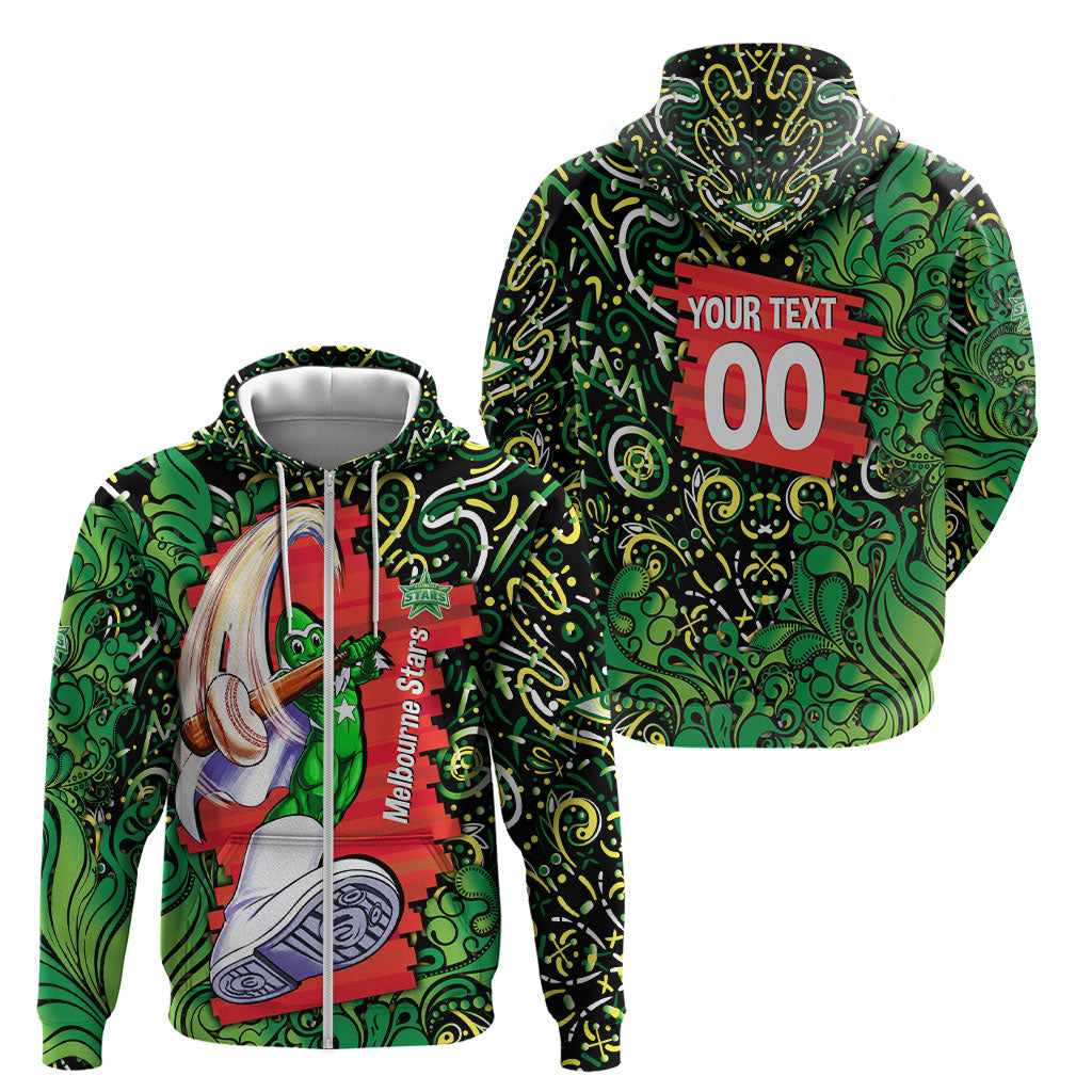 Personalized Melbourne Stars Cricket Zip Hoodie Hippie Psychedelic Pattern Vibrant Mandala Art Style