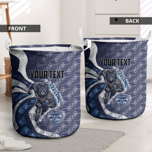Personalised Geelong Cats Laundry Basket Trippy Psychedelic Abstract Art Mascot Football Fans